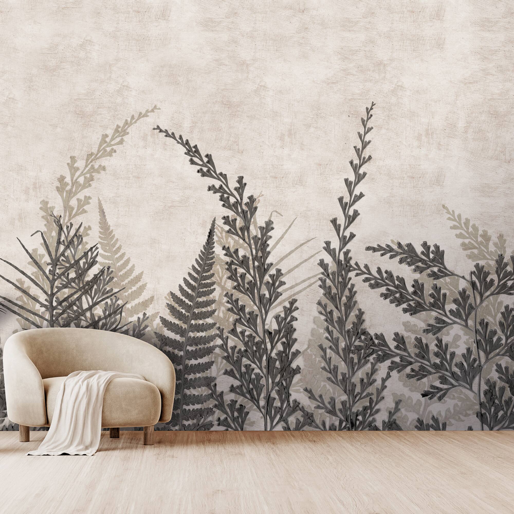 Designs Direct Pressed Ferns Warm Taupe Wall Mural